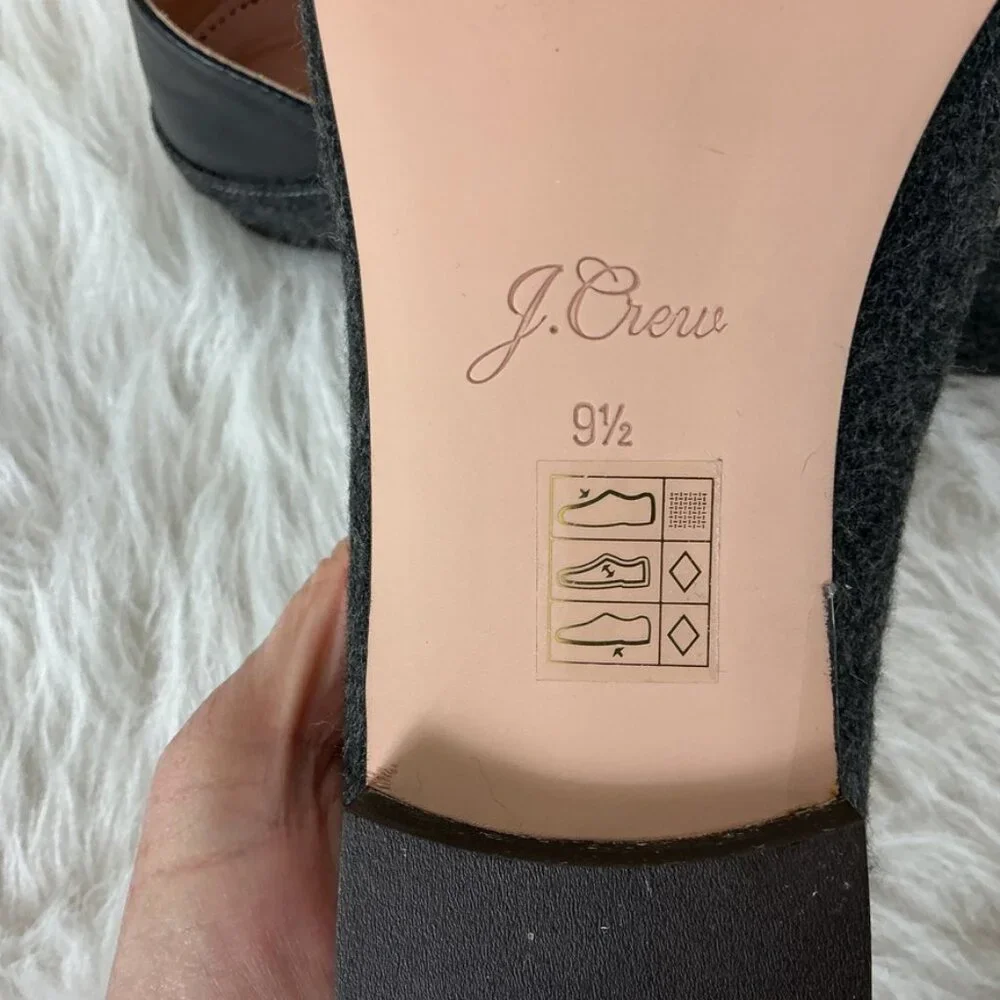 J. Crew Gray Janie Jewel Convertible Smoking Slippers Loafers Mules 9.5